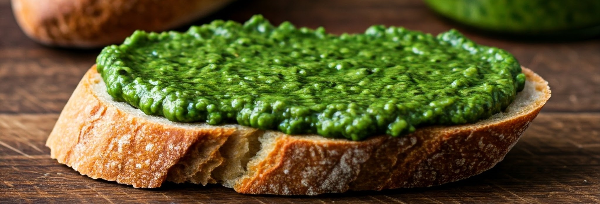 pesto z medvědího česneku na bagetě
